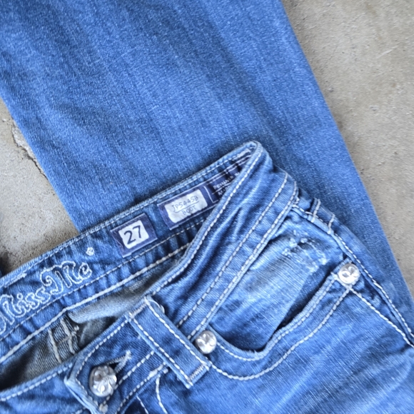 Vintage Y2K Miss Me Bootcut Cross Flare Bling Embroidered Pockets 27 - Picture 2 of 5